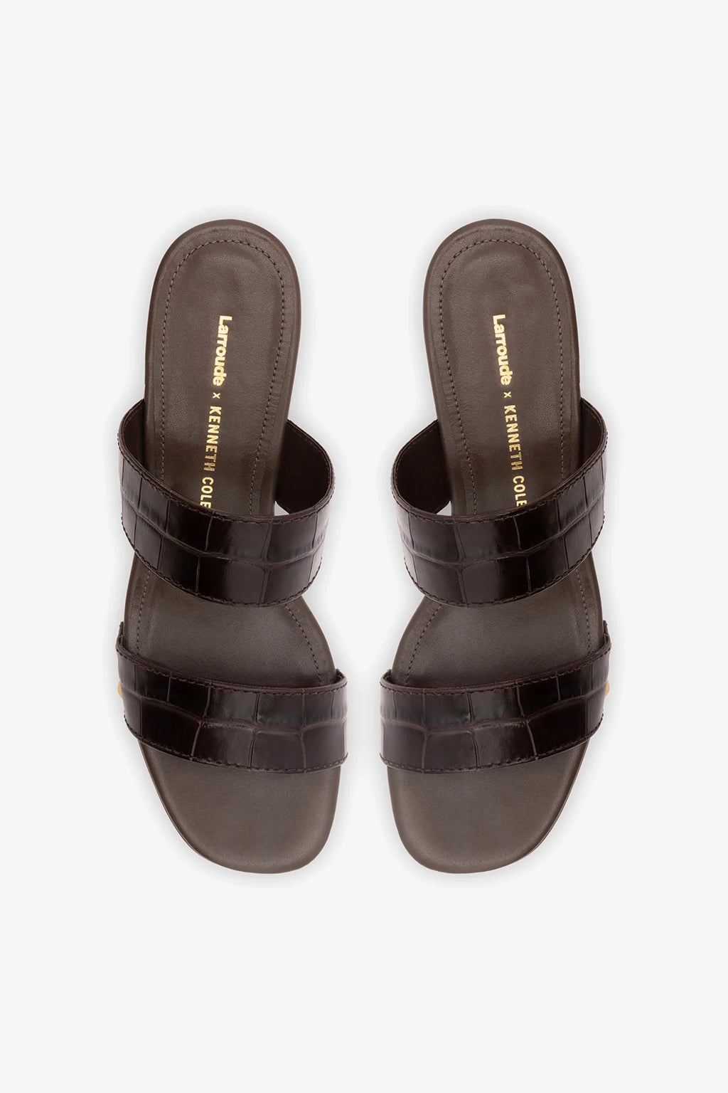 Larroudé x Kenneth Cole: Sandal Dark Oak Croco Leather