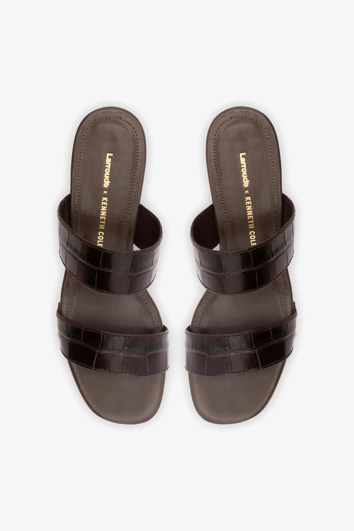 Larroudé x Kenneth Cole: Sandal Dark Oak Croco Leather