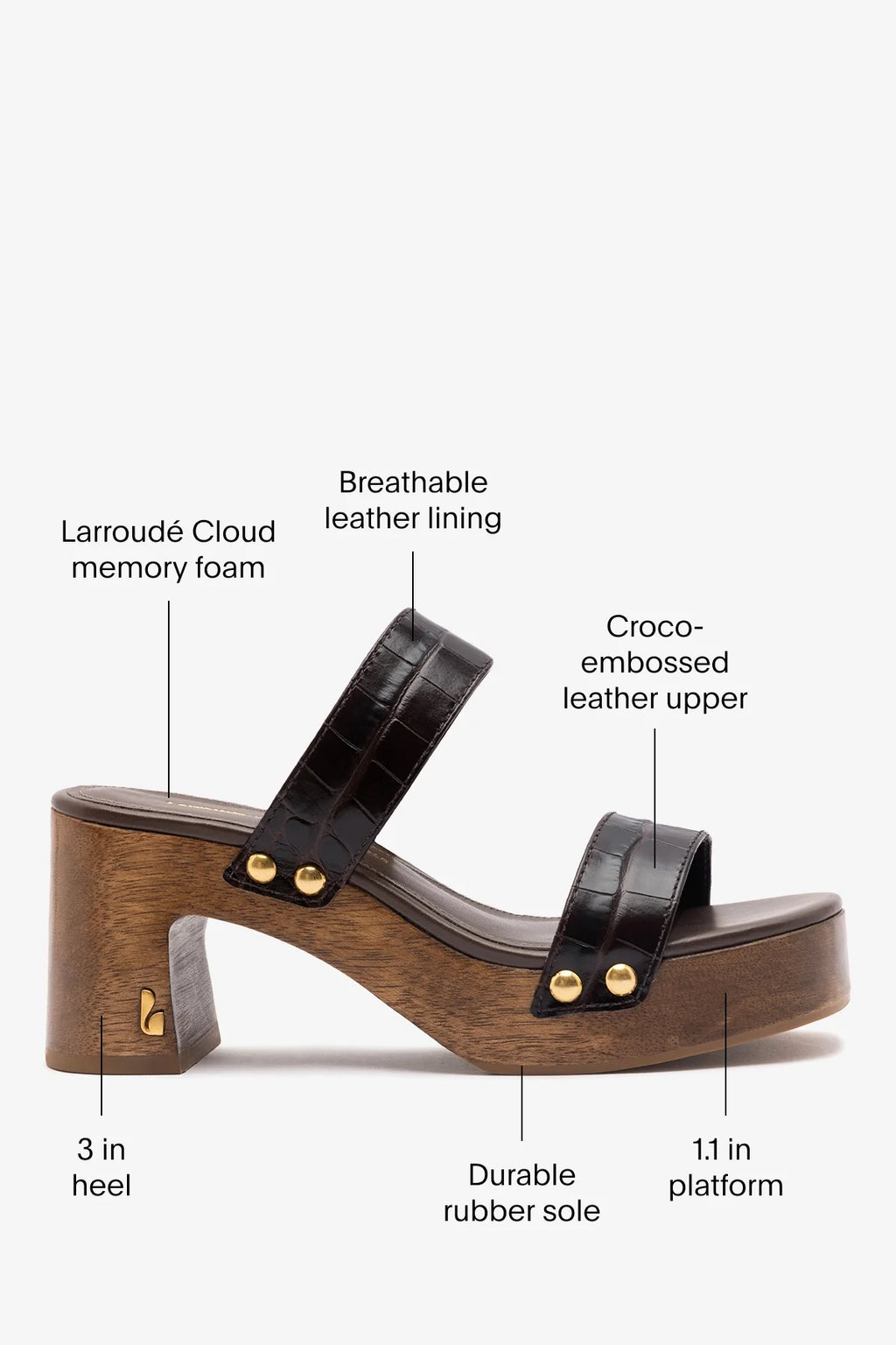 Larroudé x Kenneth Cole: Sandal Dark Oak Croco Leather